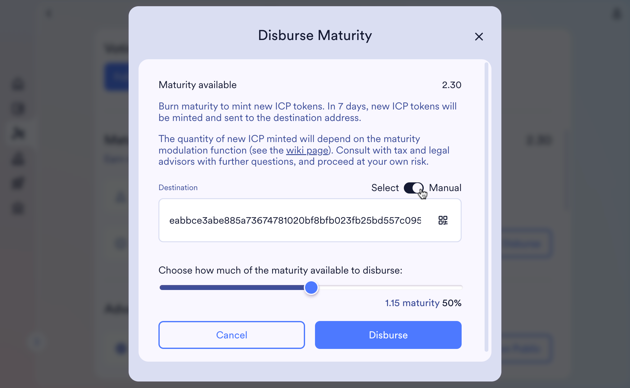 Manual destination address
